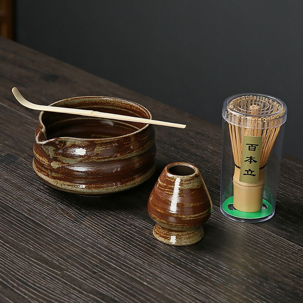 Bamboo Whisk Chasen - 4 buah Set teh Matcha Jepang