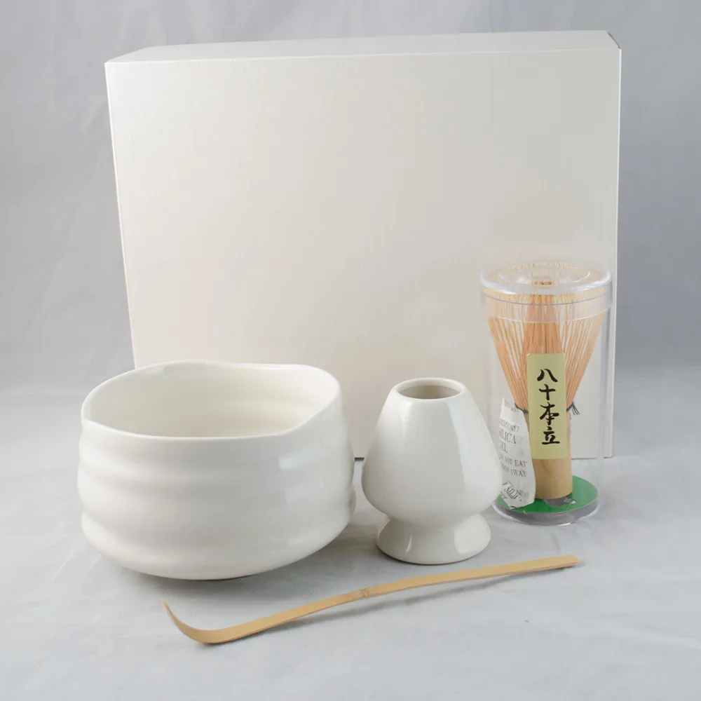 Bamboo Whisk Chasen - Set Hadiah Super 4in1 Putih untuk